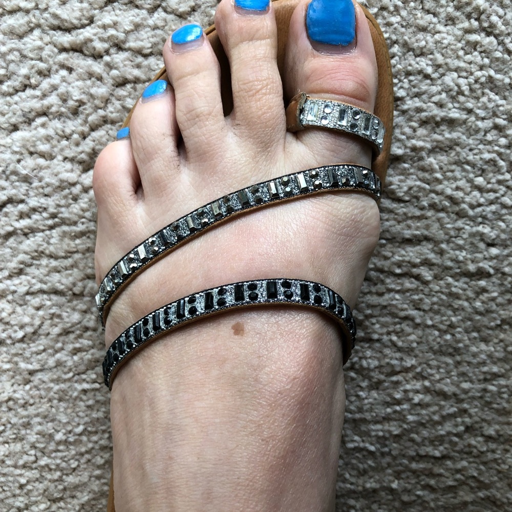 Italian Shoemakers Black and Silver Sandals